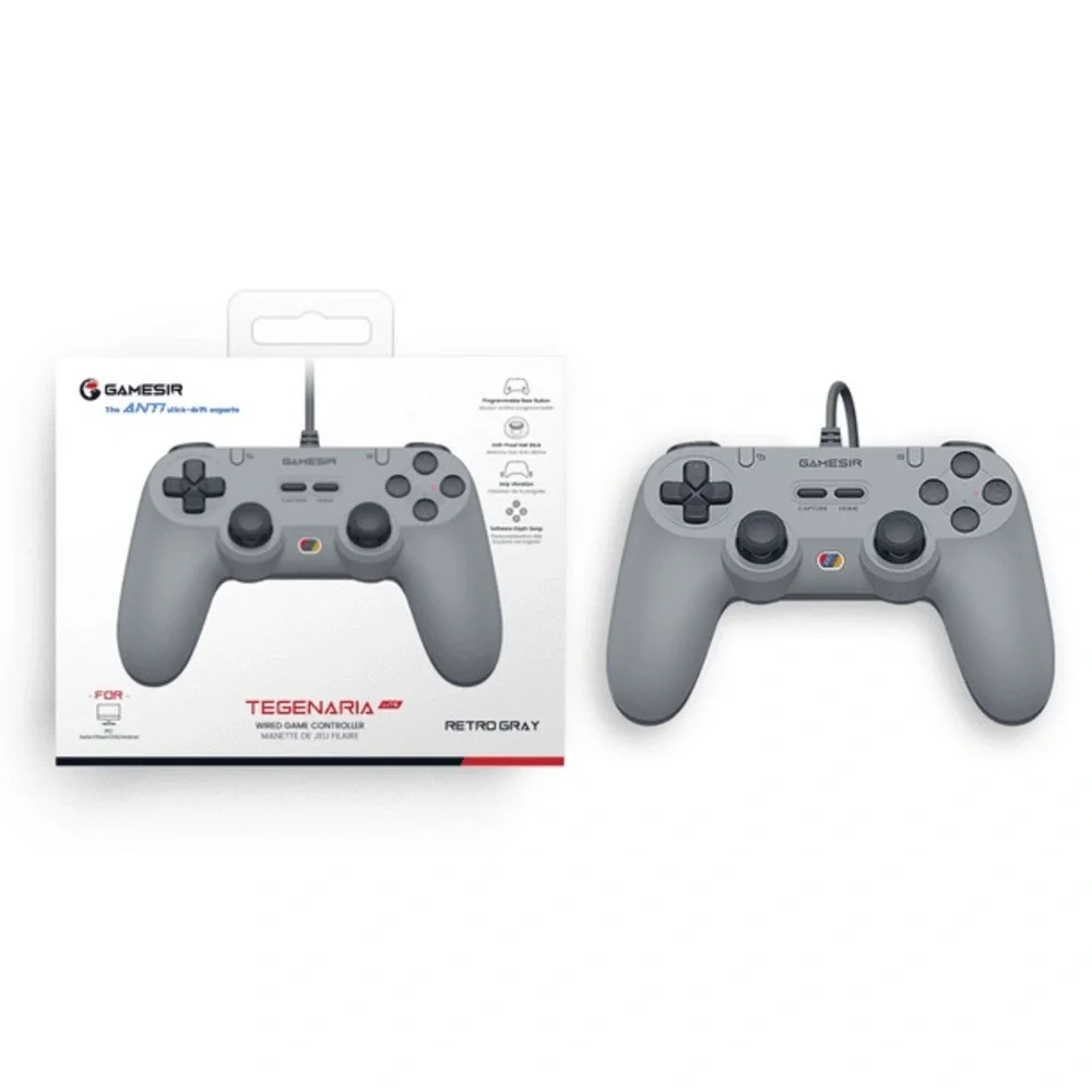 GameSir T3 Lite Wired Gaming Controller - Hall Effect Sticks - Retro Gray (NEW)